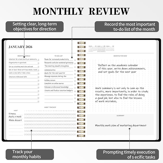 Monthly Planner 2026-2027, 2026 Calendar 24 Months Planner, 7.4"x9.4", JAN 2026 - DEC 2027, Personal Organizer with Monthly Goals, To-Do List, Habit Tracker, 24 Monthes for School Office Home Planning