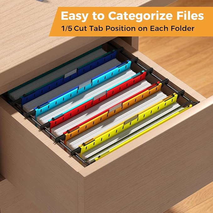 Ansook Legal Size Hanging File Folders, 12 Pack Plastic Legal Size File Folders,Heavy Duty 2.5 Inch Expansion, Extra Capacity Legal Hanging Folders for Office School Home Filing Cabinet
