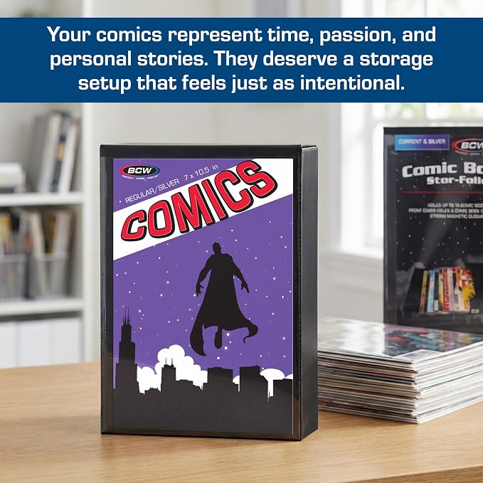 BCW Comic Book StorFolio Kit – Includes Magnetic Comic StorFolio + 50 Silver Age Premade® Resealable Comic Book Bags and Boards | Comic Book Case, Comic Holder & Silver Age Comic Storage