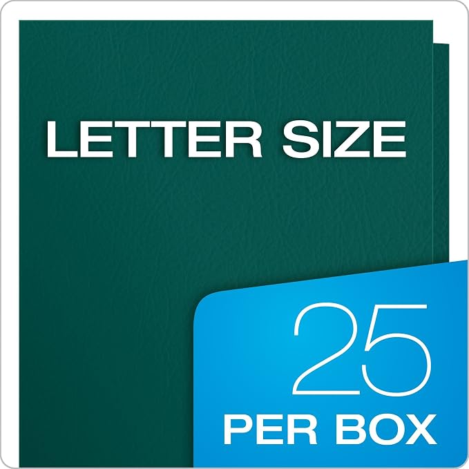 Oxford Twin-Pocket Folders,Textured Paper,Letter Size,Teal,Holds 100 Sheets,Box of 25 (57555),(Pack of 5)