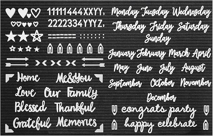 Felt Letter Board Letters Set, Letter Sign Symbol Numbers and Cursive Week and Month Only