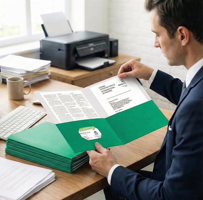 Zzrywuty 50 Packs Paper Green Folders with Pockets for Students,Businessmen and Office Workers,Letter Size,Two Pocket Folders with Card Slot for Office,Business,School Supplies