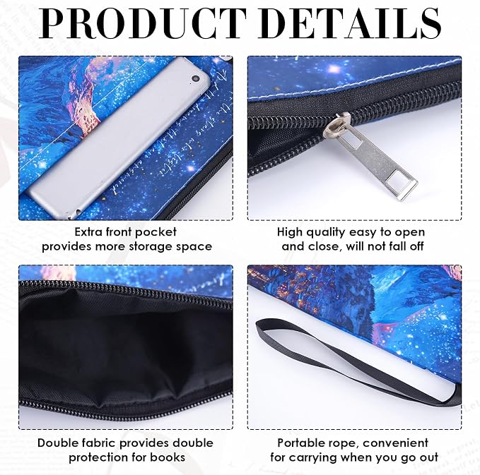 Acotar Gifts Book Sleeve - Watercolor Starry City Books Covers for Paperbacks Portable Navy Bookish Protector Pouch with Pocket for Novel Lover Fans Reader Merch Birthday Christmas Gift