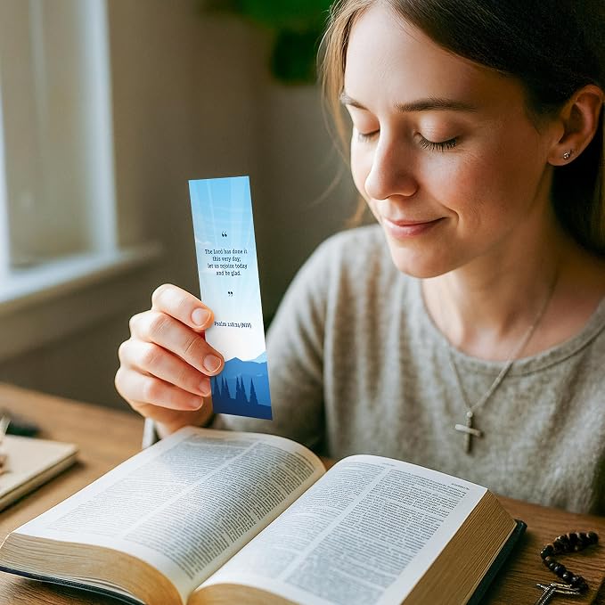 Decorably 100 Pack 2x6.5in Christian Bookmarks for Women and Men - 50 Scenery Designs Double-Sided Inspirational Verse Bible Book Markers - Journals, Bible, and Faithful Reflection