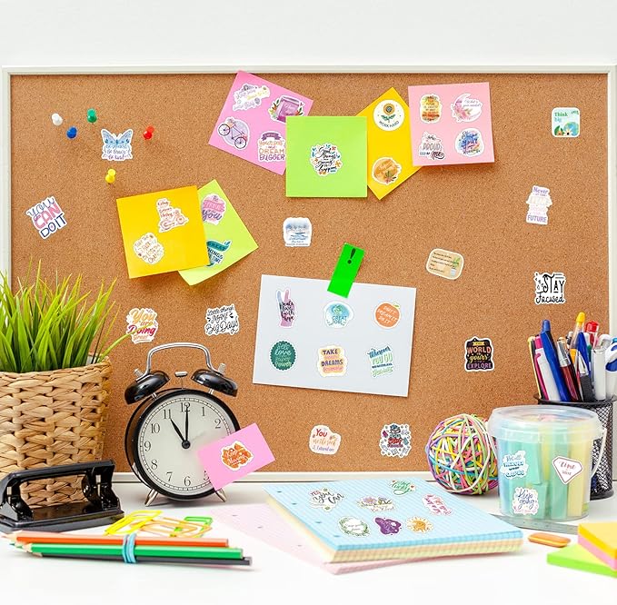 Motivational Stickers 480 Pieces Positive Calendar Stickers for Adults Planner 24 Sheets Inspirational Words Sticker for Water Bottle Diary Album Letter Sticker for Teens Kids Students