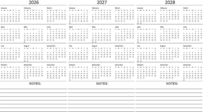 Ritadeshop 5 Year Calendar Planner (Black,11'' x 8.5'' Begin On Jan)