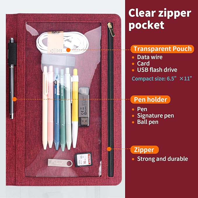 Trifold Planner Cover for Rocketbook Smart Notebook | Fits Letter Size/A4/8.5x11 Inch | Waterproof Portfolio Organizer with File Storage & Accessory Protection (Fuchsia)
