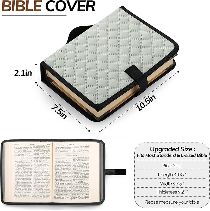 Large Bible Bag with Bible Cover Case for Women, Quilted Church Tote Bags for Bible Study Supplies, Christian Gifts for Women