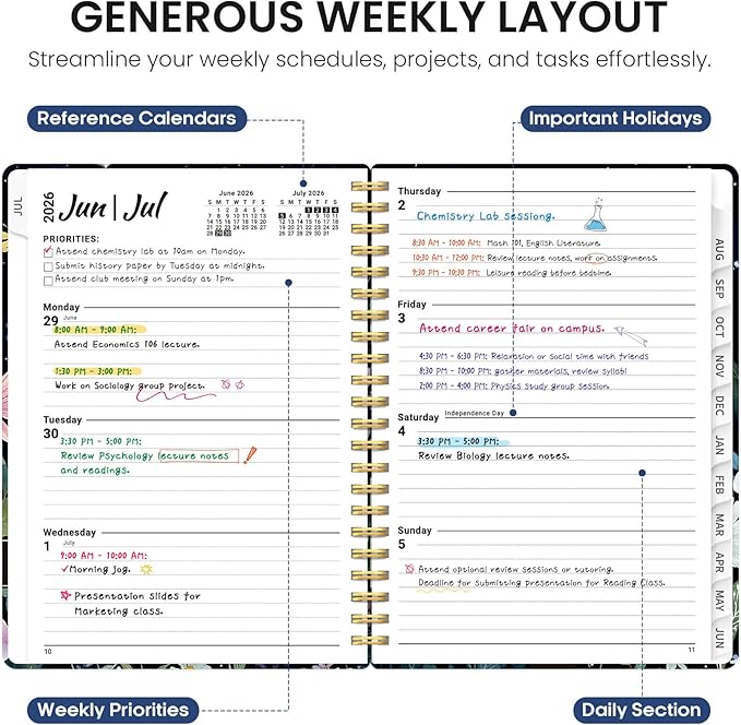 Planner 2026-2027, Academic Year Weekly and Monthly Calender Planner, from Jul 2026 - Jun 2027, Spiral Bound School Planning Book, Perfect for Teacher, Student, Women & Men, A5 (6.3" x 8.5"), Celestial