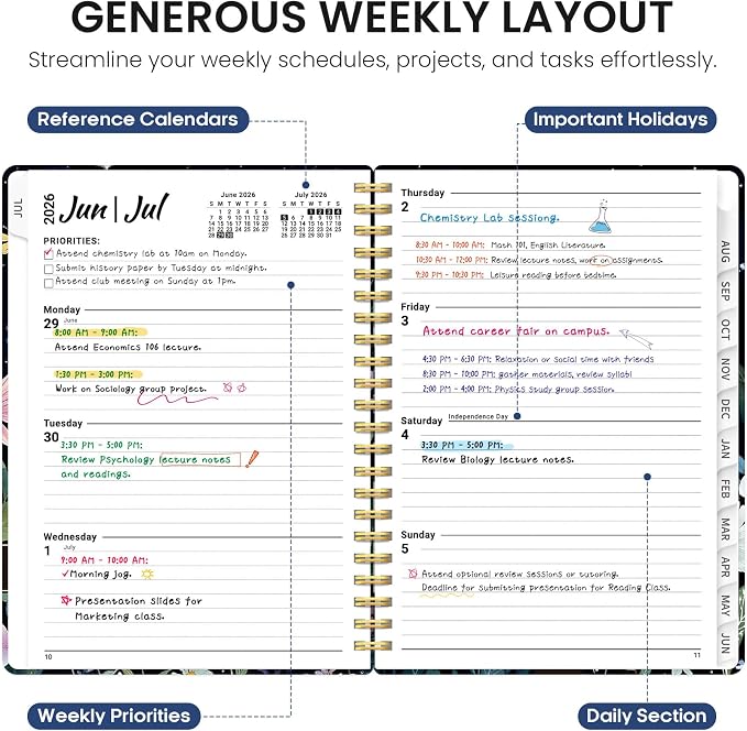 Planner 2026-2027, Academic Year Monthly and Weekly Calendar Planner, Jul 2026 - Jun 2027, Hardcover Teacher Student Planning Agenda book with Tabs, Perfect for School Office Supplies, 8.5" x 11" - Celestial