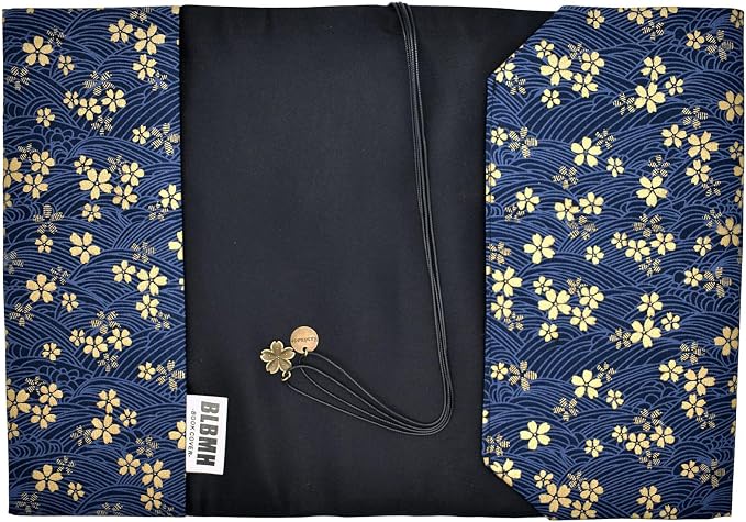 BLBMH 6.5x9.5 Bible Cover Fixed Non-Stretch Fabric Book Protector with Bookmark | Handmade Washable Sleeve for Hardcover/Paperback | Gift for Women - Sakura Blue