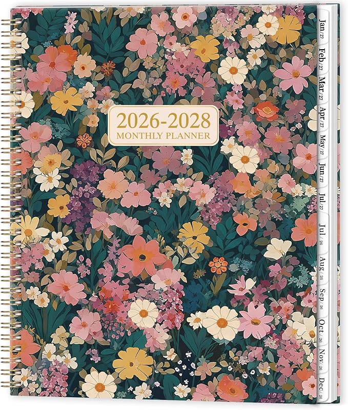 Monthly Planner 2026-2028 - 2 Year Monthly Planner/Calendar 2026-2028, July 2026 - June 2028, 9" x 11", 24 Monthly Tabs, Double-Sided Pocket, Twin-wire Binding, Holidays, Inspirational Quotes