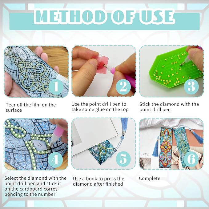 12 Pcs DIY Diamond Art Bookmarks for Adults Women Beginners Acrylic Dotz Diamond Art Bookmarks Kit Diamond Painting 5d Floral Rhinestone Bookmark Diamond Art Book Marks with Tassels Crafts Supply