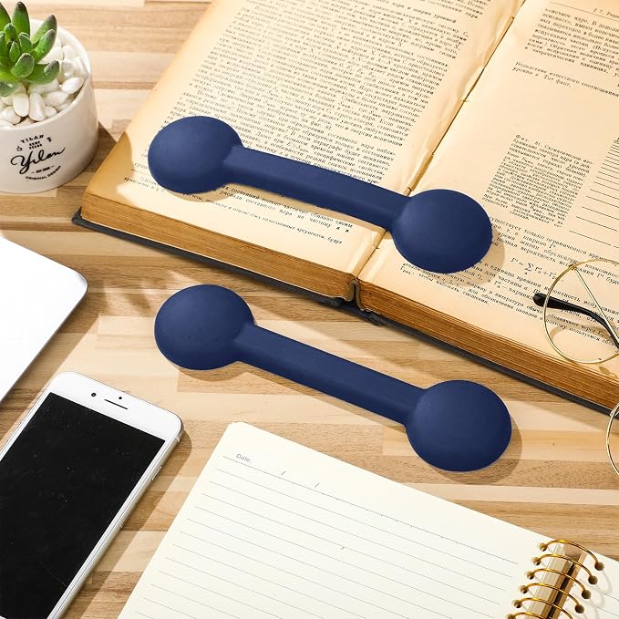 2 Pieces Weighted Bookmarks Book Weight Page Holder Rubber Book Weight Bookmark Portable Weighted Rubber Page Holder for Adults Reading(Dark Blue)