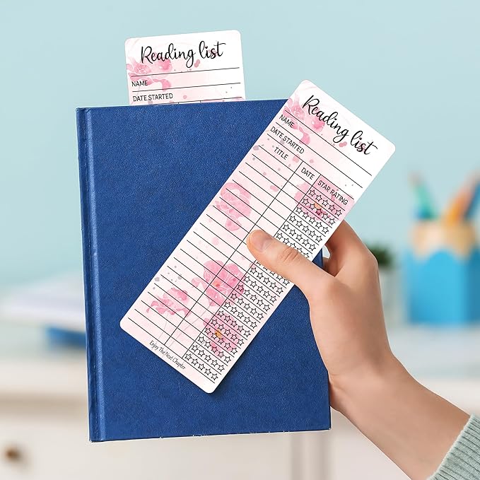 80pcs Bookmark Reading List Library Card Book Tracker Notecards for Student Lover Prize Teacher School Bookworm Accessories Pink