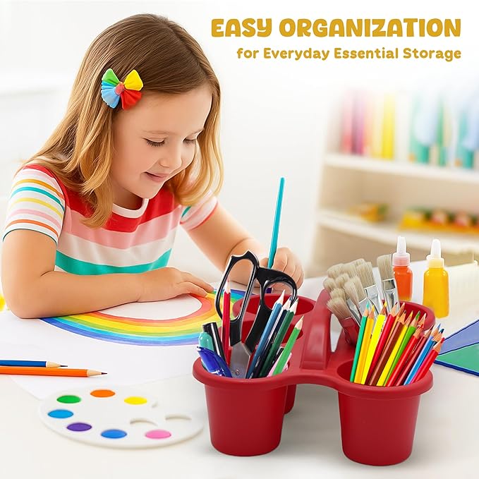 4E's Novelty 4 Pack Caddy for Classroom, Classroom Pencil Caddy, Durable Table Cup Drink Holder, Sturdy Schools Desk Bin, Craft Caddy, Colorful Art Supply Caddies for School Home, Teacher Organizer