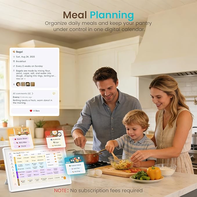 15.6’’ Digital Calendar Frame Wall Touchscreen Electronic Calendar, Smart Family Planner for Schedule, Chore Chart & Meals Task Organizer, Digital Photo Display, Wall & Desk Mountable, White