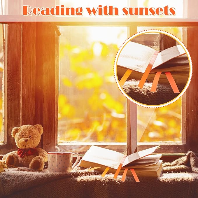 Outus 3 Pieces Bible Ribbon Bookmark Markers Artificial Leather Bookmark with Ribbons for Books Office(Desert,Orange)