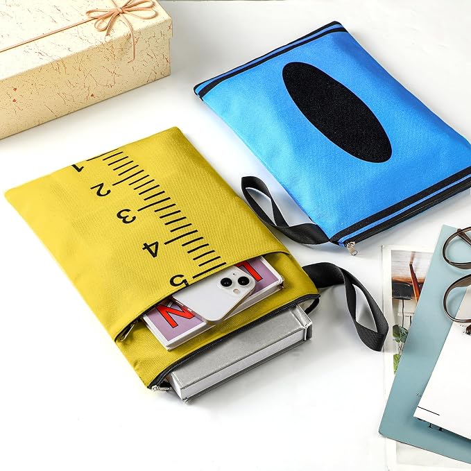 Feifeiya 6 Pcs Back to School Book Sleeves Book Pouches with Zipper Pencil Crayon Notebook Line Theme Books Protector Pocket Back to School Party Favors Gifts for Students Books Lover Reader Friends