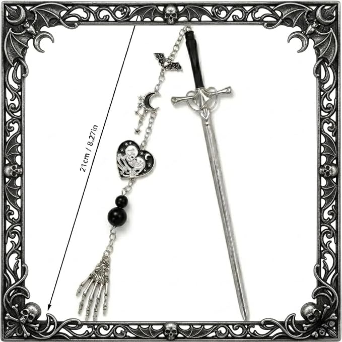 Dark Romance Sword Bookmark - Fantasy Skull Charms Metal Book Mark Moon Start Aesthetic Page Marker for Reading Lover Women Men Students Teachers Reader Bookish Birthday School Graduation