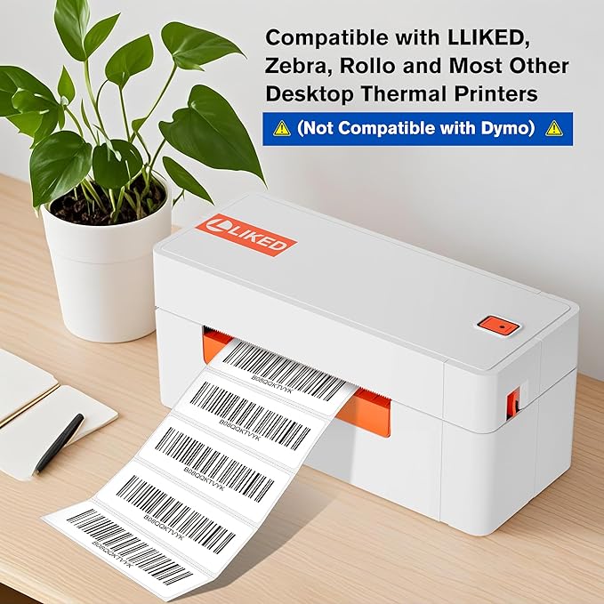L LIKED 3" x 1" Blank Removable Labels with No Residue, Water and Oil Resistant, Use for Both Home and Office (1 Roll, 1400 Labels)