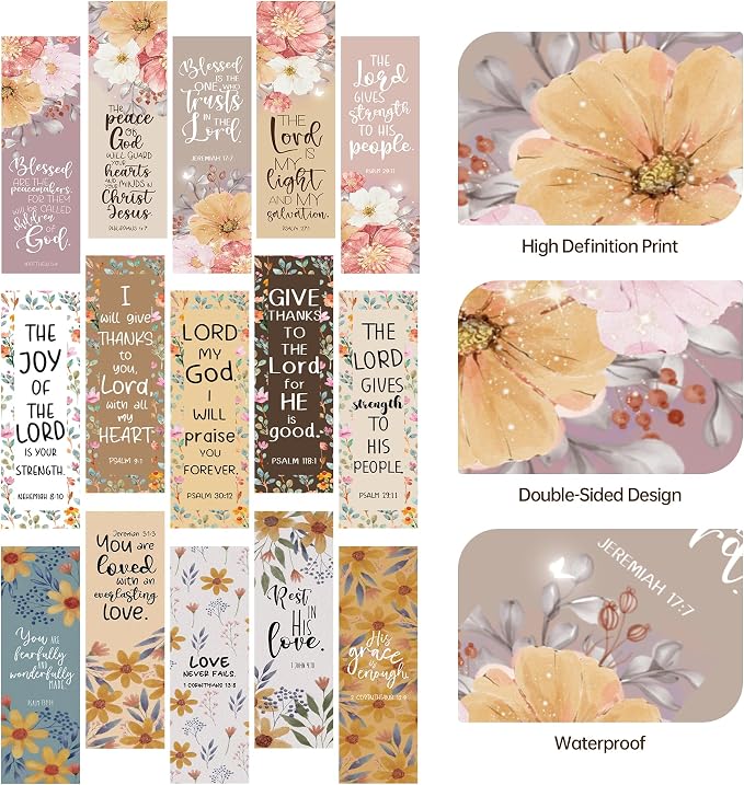 120 Pcs Bible Bookmarks Bulk, Christian Vintage Floral Book Marks for Women with Scripture Verses, Inspirational Religious Page Markers for Church Bible Study Easter Mothers Day Graduation Gifts