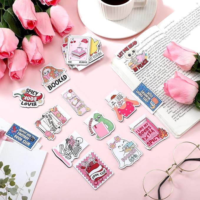 Skyygemm 23 Pcs Funny Magnetic Bookmarks, Cute Magnet Bookmarks Bulk Girls Read Books Keeping Reading for Women Work Adults Travel School Teacher Office Supplies Gifts