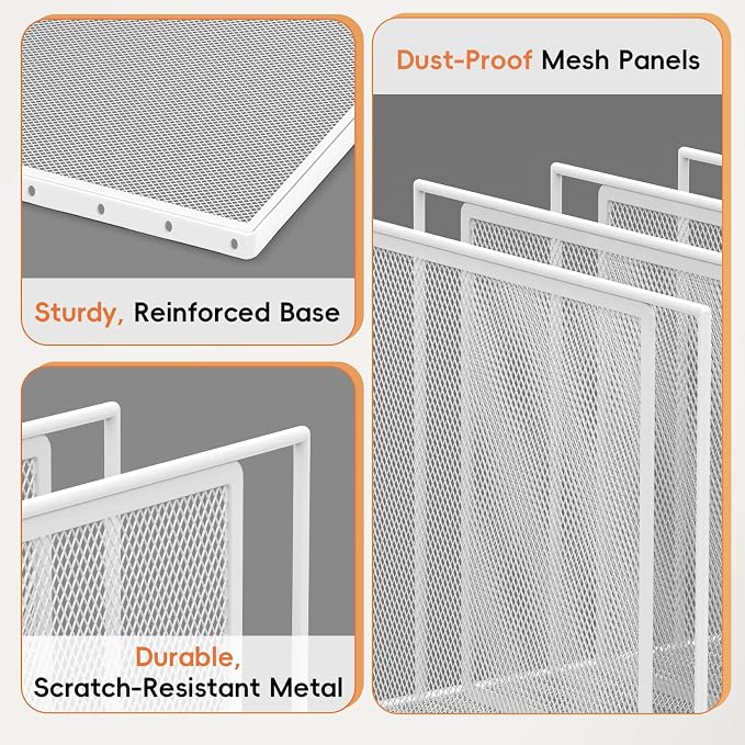 Desk File Organizer, 7 Section Vertical Metal File Organizer for Desk, Desktop File Organizer Stand, Paper Folder Organizer for Office Home Classroom Storage (White, 7 Section)