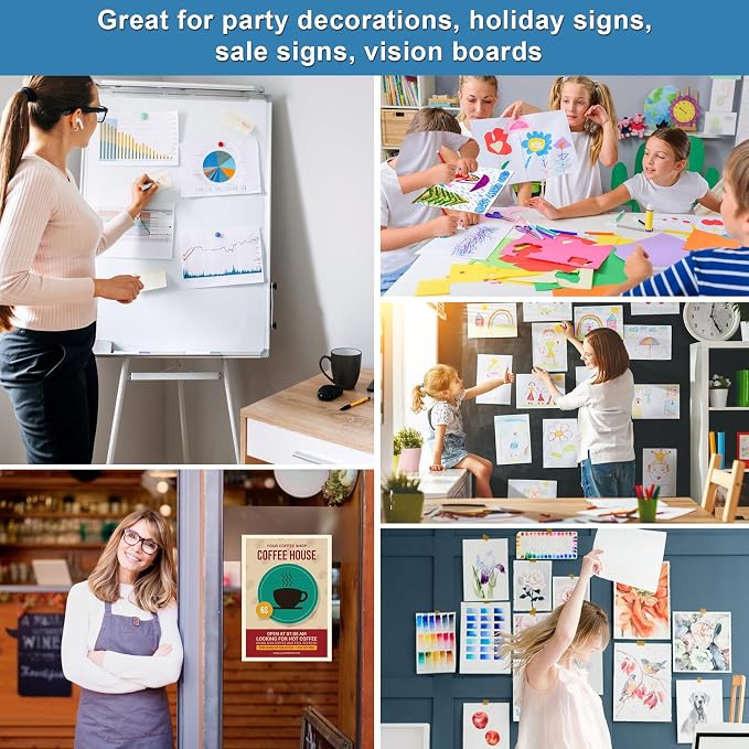 50 Pcs Poster Board 11" x 14" White Paper Bulk, ROOKEA 250GSM Vision Boards Poster Paper for School Arts Craft Projects Drawing Display Office Vision Supplies