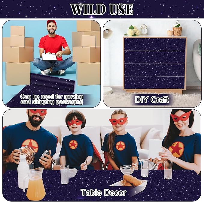 Outer Space Bulletin Board Roll Reusable Waterproof Erasable Night Sky Non-Woven Fabric Bulletin Board Fade Resistant Wrinkle Resistant Galaxy Planet Poster for Classroom Decor Wrap Craft 15.5" x40ft