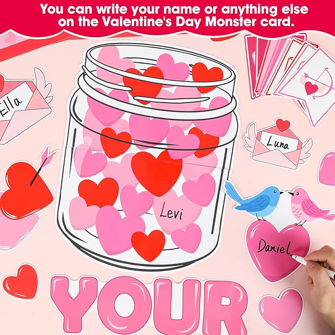 gisgfim Valentine's Day Bulletin Board Set Decorations Valentines Classroom Decor Love Heart Name Tag Cutouts for School Home Chalkboard Wall Door Valentine Party Supply(Be Kind to Your Heart)