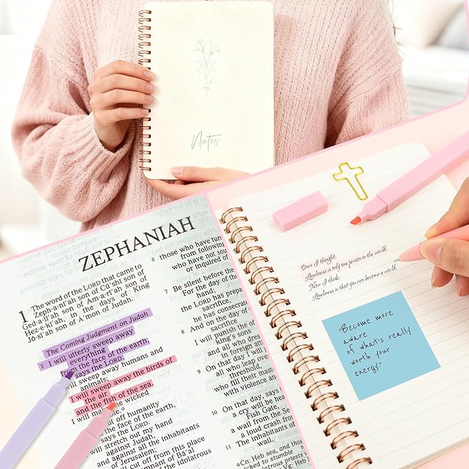 Bible Cover Case for Women Large Bible Cover Bag Bible Study Supplies Accessories Bible Journaling Kit for Girls Women