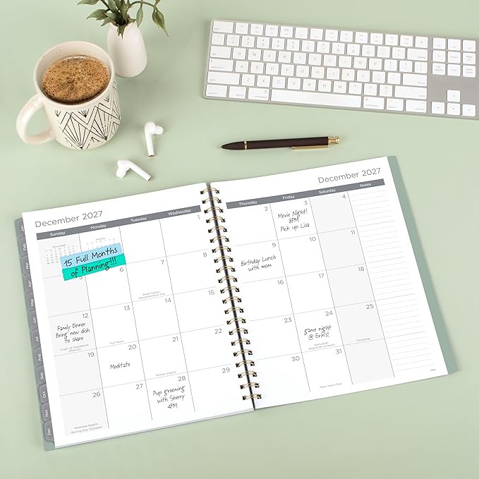 Mead 2027 Planner, Weekly & Monthly, 15-Month Oct-Dec, 8.5" x 11", Soft Grass (CRW6209327)