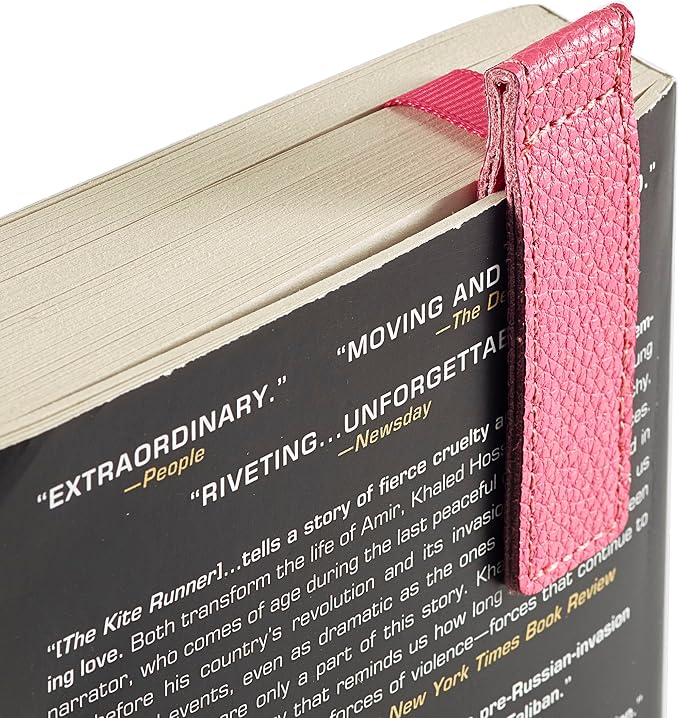 Superior Essentials Planner Magnetic Bookmark - Genuine Leather, Single Long Ribbon Bible Bookmark for Book Lovers - Amplify Your Love for Books with Our Elegant Ribbon Page Marker (3PC, Pink)