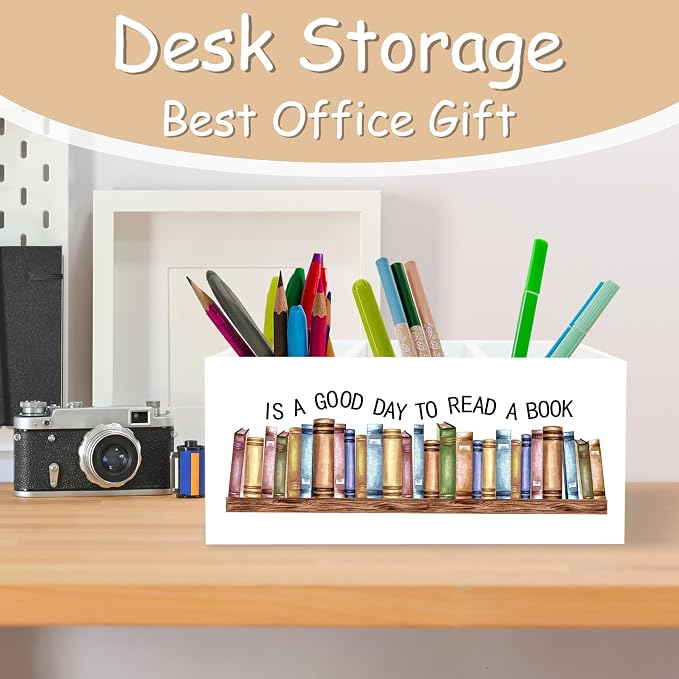 Bookmark Holder, Book Pen Pencil Holder for Classroom Book Club Desk, Books Club Gift, Room Home Office Decor, Books Makeup Brush Toothbrush Holders Organizer for Reading Corner Room Library