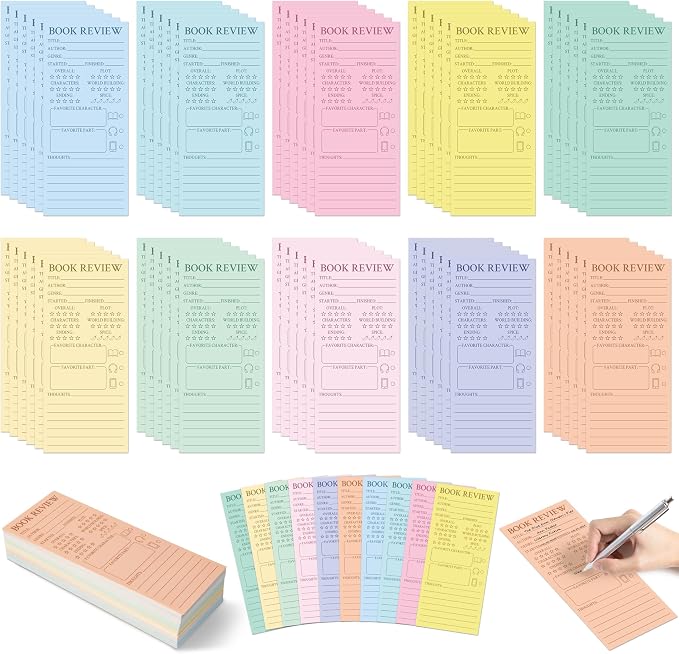 L1rabe Macaron Book Review Bookmarks - Back to School 120Pcs Book Page Marker Reading Log for Readers Bookworm Bookish Gift, Reading Page Tracker for Students Teachers Women to Review & Tracker
