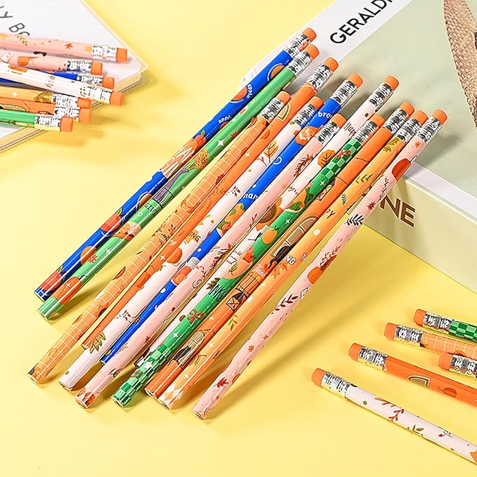 192pcs Thanksgiving Pencils with Eraser Wood Pencils Bulk for Thanksgiving Office Supply (Thanksgiving, 192)