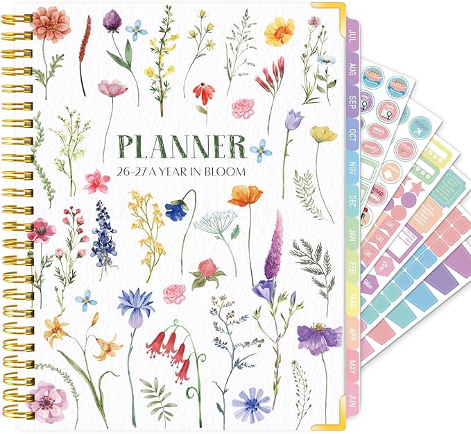 GuassLee Academic Planner 2026-2027, 12-Month Daily Weekly Monthly Calendar Planner from July 2026 - June 2027, Aesthetic Hardcover Student Teacher Planning with Inner Pocket Coated Tabs, A5 Size