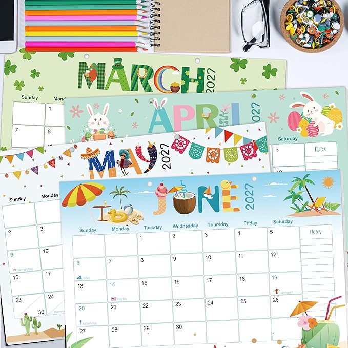 Guasslee Desk Calendar 2026-2029,36 Months Calendar Runs from 2026 Jun. to 2029 May, 17"x11.5" Monthly Desktop/Wall Planner with Thick Paper and Notes for Home School & Office