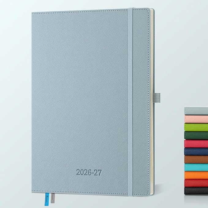 Weekly Monthly 2026-2027 Planner (July 26-Dec 27),11.5"x8.5",18 Months Agenda Plan with Month Tabs & Pocket,Expenses/Note Pages, Academic Calendar with Vegan Leather Cover,Dusty Blue
