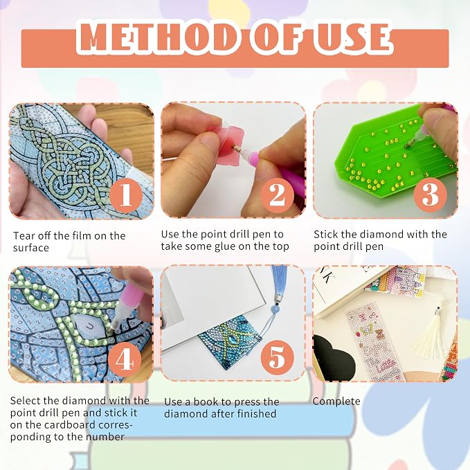 12 Pcs DIY Book Lovers Diamond Art Bookmarks for Adults Women Beginners Acrylic Dotz Kit Diamond Painting 5d Floral Rhinestone Bookmarks Diamond Art Book Marks with Tassels Crafts Supply