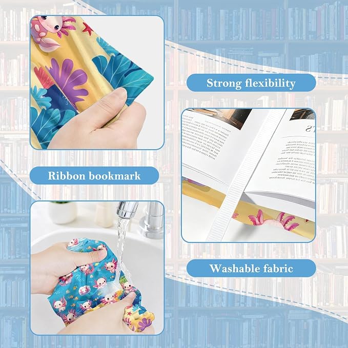 6 Pack Stretchable Book Covers, Jumbo Book Covers for Paperbacks Hardcover Books up to 9 x 11 Inches, Reusable Washable Protective Fabric Books Sleeves, Animals