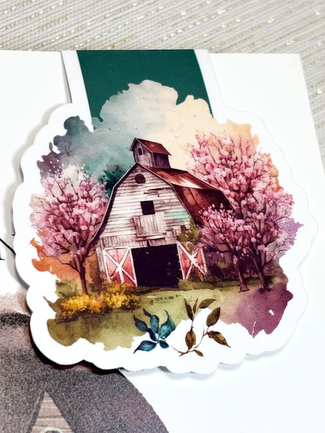 creates Magnetic Bookmark For Reading Journals Planners Scrapbooking Office Supplies Cute And Funny Bookmark For Bookworms Matte Laminate Double Sided Handmade (Colorful Barn)