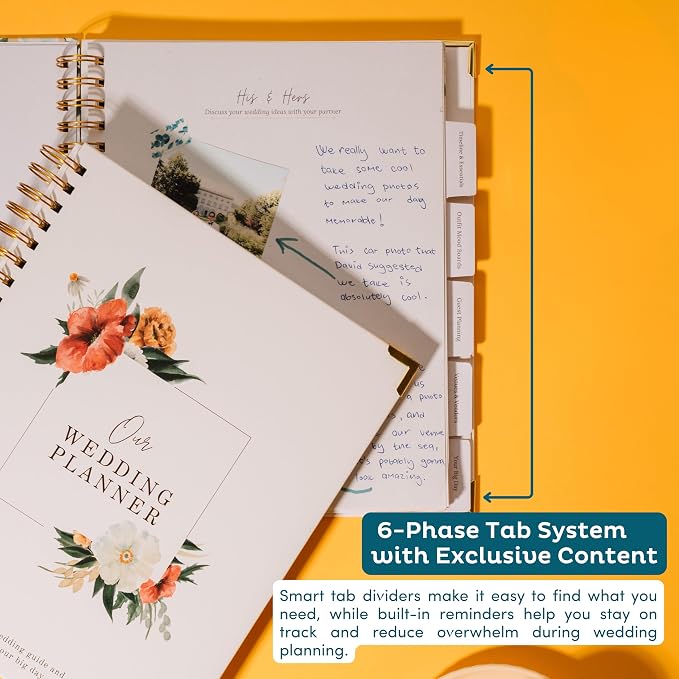 Timeless Premium Wedding Planner Book and Organizer – Wedding Planning Book, Comprehensive Keepsake & Countdown Binder, Perfect Engagement Gift for Women, 11" x 9" (Bloom)