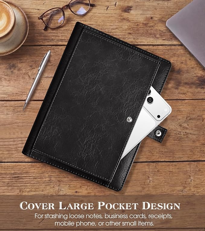 Planner 2026-2027, Academic Weekly and Monthly Calendar Planner from July 2026 - June 2027, Hardcover Leather Daily Agenda Book with Tabs, A5 College School Organizer for Student Teacher, Black