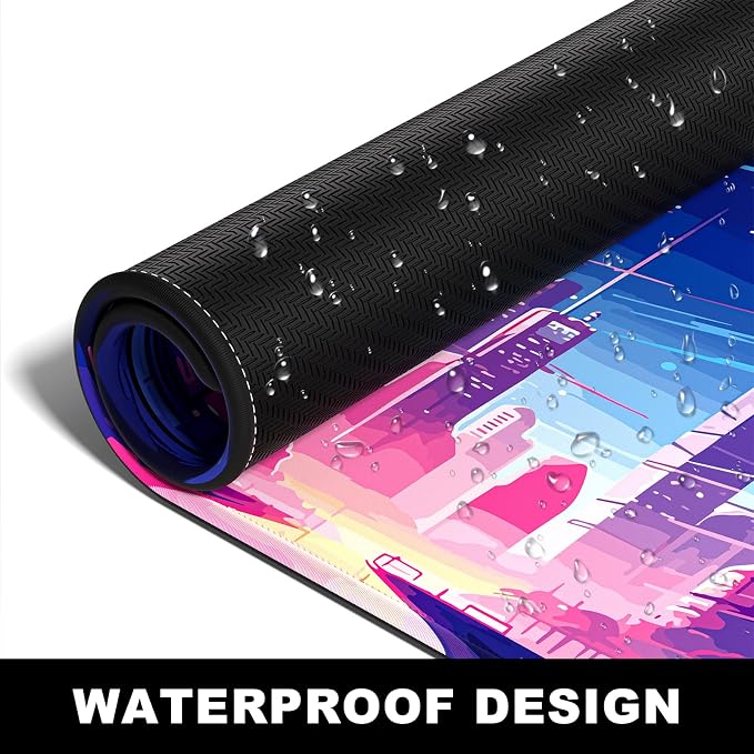 BOSOBO Large Mouse Pad, Desk Pad, XXL XL Extended Gaming Mouse Pad, Desk Mat for Office & Home, Long Keyboard Mat, Huge Mouse Pad, Desktop Full Cover 35.5 x 15.7 Inches, Anime Tokyo Cyberpunk