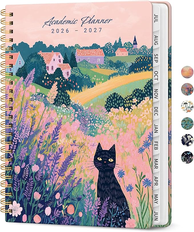 Planner 2026-2027, Academic Year Weekly and Monthly Calender Planner, from Jul 2026 - Jun 2027, Spiral Bound School Planning Book, Perfect for Teacher, Student, Women & Men, A4 (8.5" x 11"), Meadow Wanderer