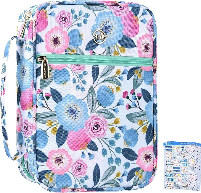 G-LEAF Bible Cover Case/Book Cover, Bible Case for Women Girls, Bible Cover Bags Floral Pattern With Handle Fits for Standard Size Bible, 9.5x6.7x2.5 In