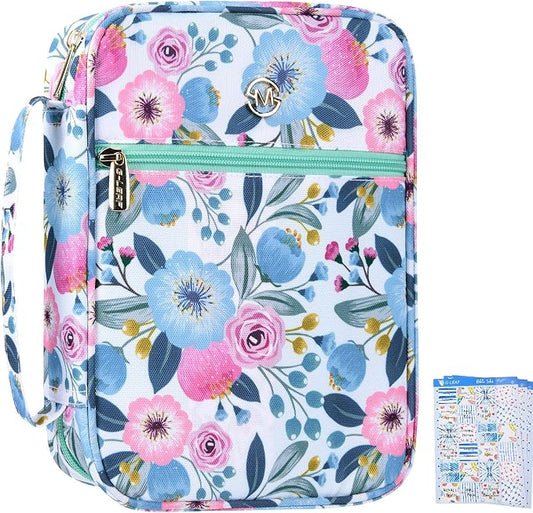 G-LEAF Bible Cover Case/Book Cover, Bible Case for Women Girls, Bible Cover Bags Floral Pattern With Handle Fits for Standard Size Bible, 9.5x6.7x2.5 In