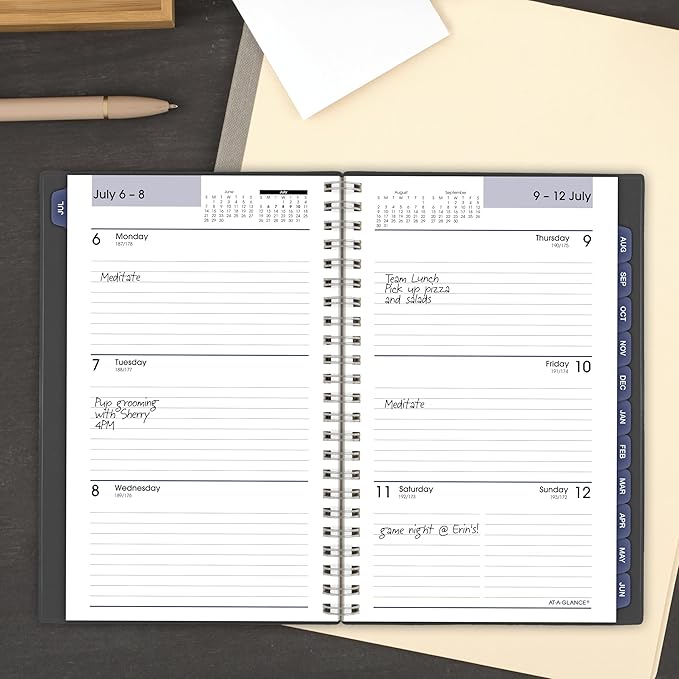 AT-A-GLANCE Planner 2026-2027 Weekly & Monthly Academic 12-Month July-June, 5" x 8", DayMinder, Charcoal (AYC20045)